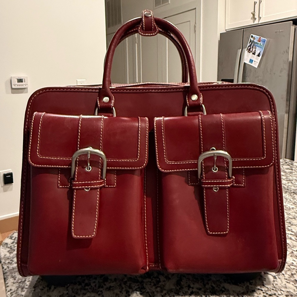 Vintage Franklin Covey Rolling Leather Brief Case- Burgundy